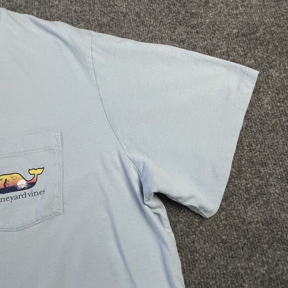 Vineyard Vines Shirt Mens Extra Large Blue Paddle Boarding Beach Water Sun Set - Picture 6 of 16